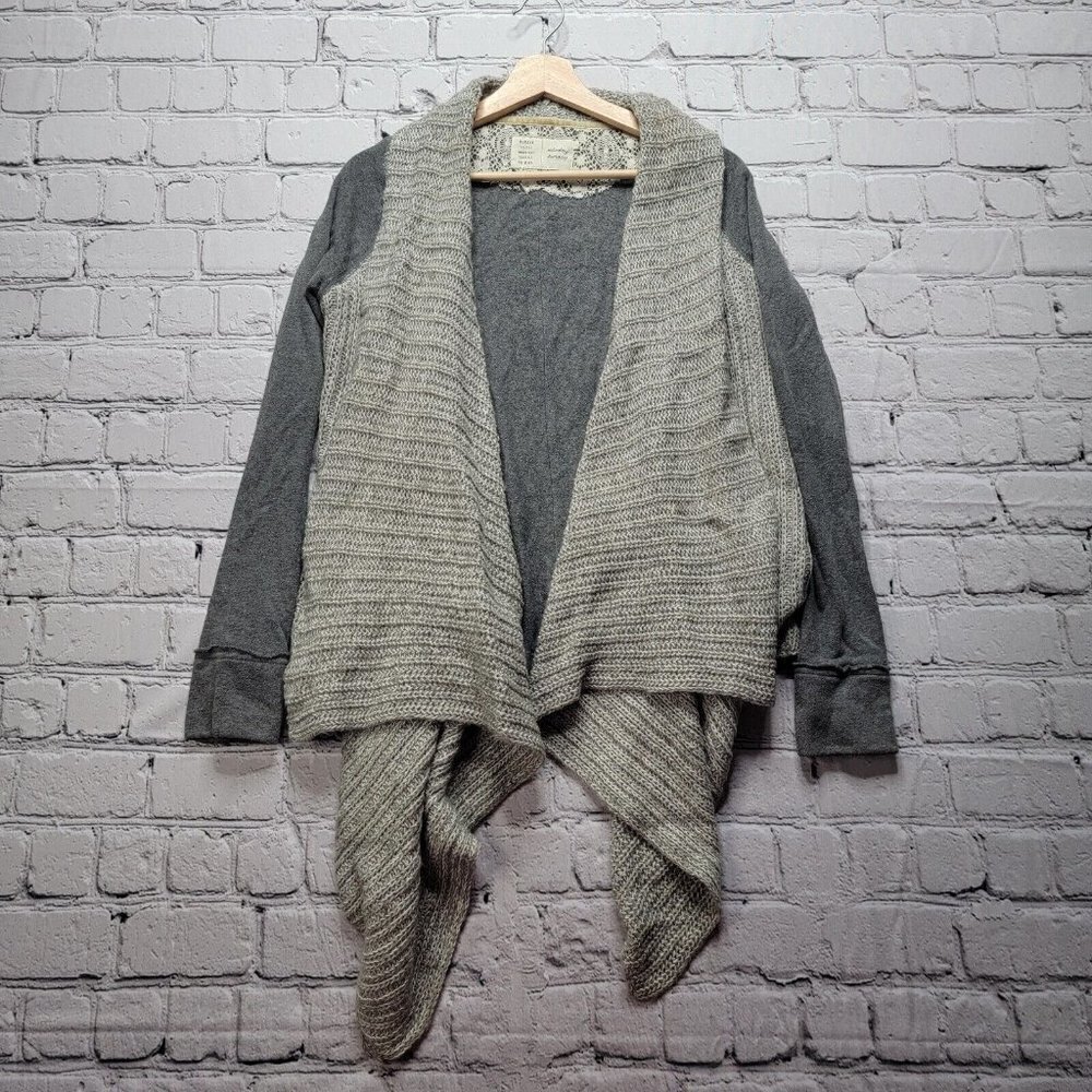 Anthro Saturday Sunday Two Tone Gray Waterfall Cardigan Sweater Size‎ S